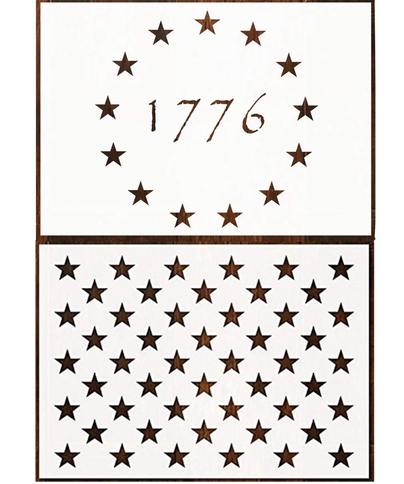 OBUY 13 Star 1776 Stencilï¼ˆ10.5 x 14.82 inch ï¼‰ for Painting on Wood, Walls, Fabric, Airbrush, + More | Reusable Mylar Template - Image 1